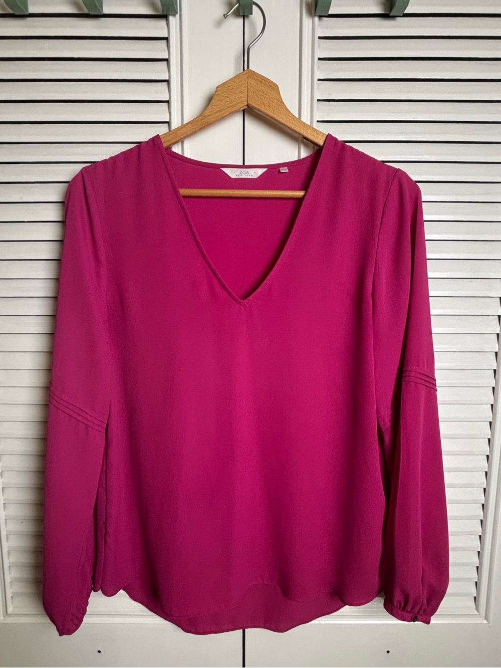 ZOA Fuchsia V-Neck Long Sleeve Blouse